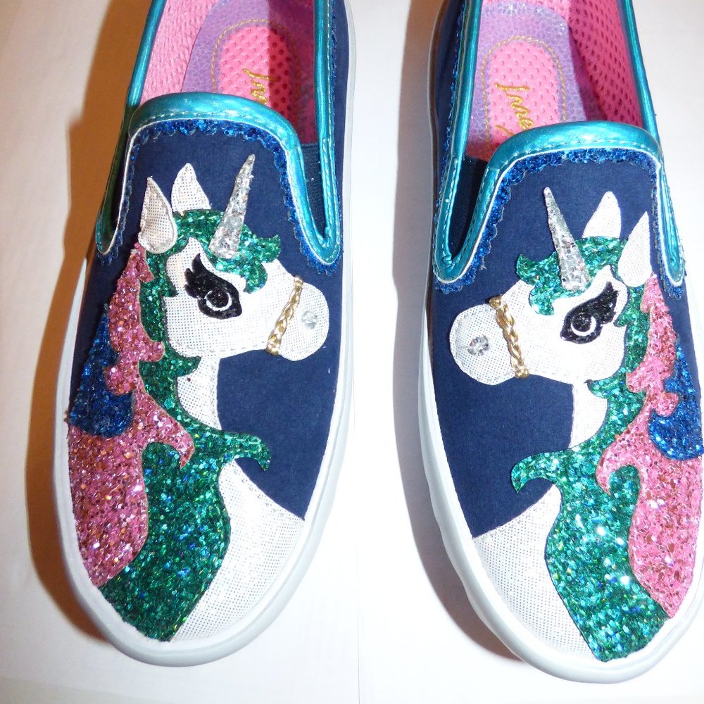 Irregular Choice Misty Reins Blue Pink slip on sneakers EU 39 / UK 6